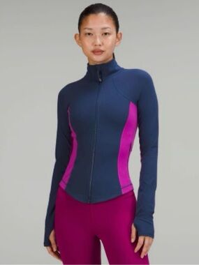 Lululemon Women’s Navy/Purple Colorblock Full Zip Track Jacket Nylon Stretch 6